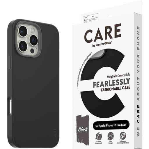 CARE by PanzerGlass Fashionable Case Black w. MagSafe iPhone 16 Pro Max