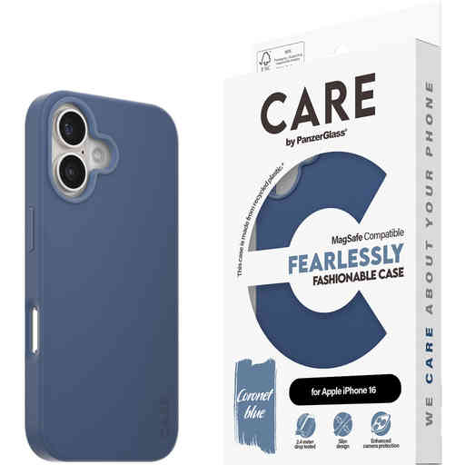 CARE by PanzerGlass Fashionable Case Blue w. MagSafe iPhone 16