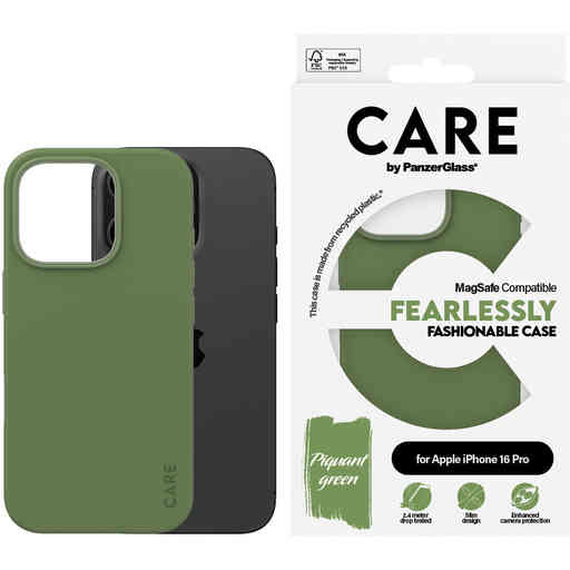 CARE by PanzerGlass Fashionable Case Green w. MagSafe iPhone 16 Pro