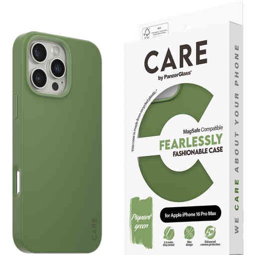 CARE by PanzerGlass Fashionable Case Green w. MagSafe iPhone 16 Pro Max