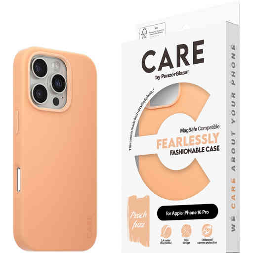 CARE by PanzerGlass Fashionable Case Peachy w. MagSafe iPhone 16 Pro