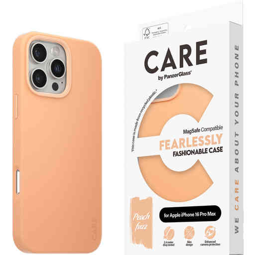 CARE by PanzerGlass Fashionable Case Peachy w. MagSafe iPhone 16 Pro Max