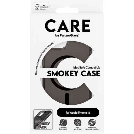 CARE by PanzerGlass Flagship Case Smokey Urban Combat w. Black MagSafe iPhone 15