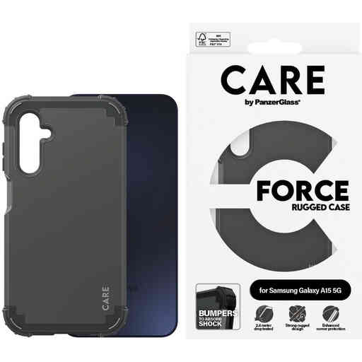 CARE by PanzerGlass Fashionable Case Black FORCE Samsung A15 5G