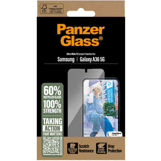 PanzerGlass Samsung Galaxy A36 5G Ultra-Wide Fit Refresh with EasyAligner