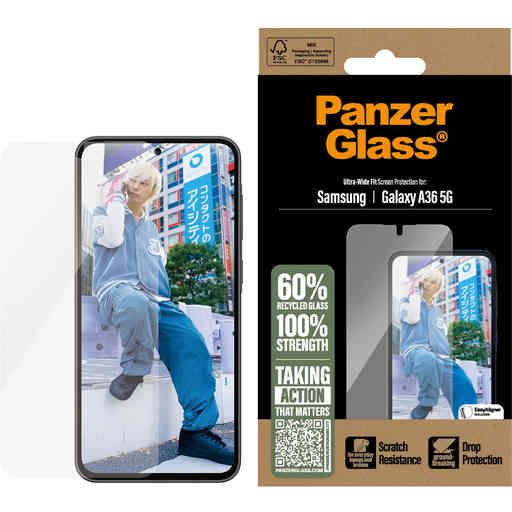 PanzerGlass Samsung Galaxy A36 5G Ultra-Wide Fit Refresh with EasyAligner
