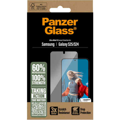 PanzerGlass Samsung Galaxy S24/S25 - Ultra-Wide Fit Refresh with EasyAligner