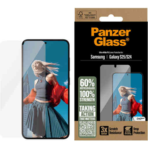 PanzerGlass Samsung Galaxy S24/S25 - Ultra-Wide Fit Refresh with EasyAligner