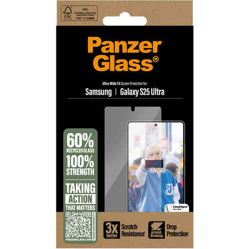 PanzerGlass Samsung Galaxy S25 Ultra - Ultra-Wide Fit Refresh with EasyAligner