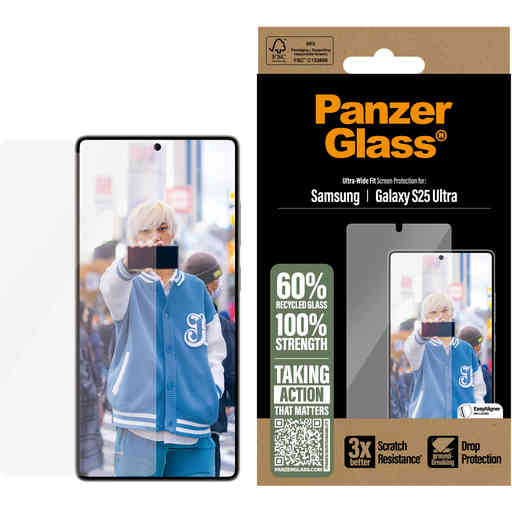 PanzerGlass Samsung Galaxy S25 Ultra - Ultra-Wide Fit Refresh with EasyAligner