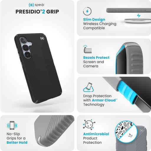 Speck Presidio2 Grip Samsung Galaxy S24/S25 Black - with Microban