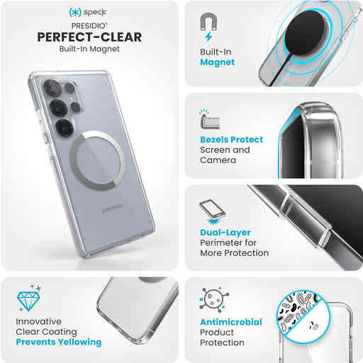 Speck Presidio2 Clear + Magnet Samsung Galaxy S25 Ultra -  with Microban