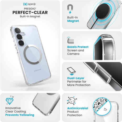 Speck Presidio2 Clear + Magnet Samsung Galaxy S25 Plus - with Microban