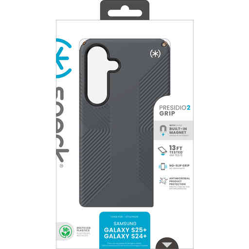 Speck Presidio2 Grip + Magnet Samsung Galaxy S25 Plus Charcoal Grey - with Microban