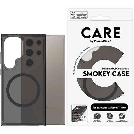 CARE by PanzerGlass Flagship Case Smokey Urban Combat w. Black QI Module Samsung S25 Ultra