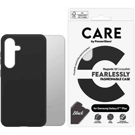 CARE by PanzerGlass Fashionable Case Black w. QI Module Samsung S25 Plus