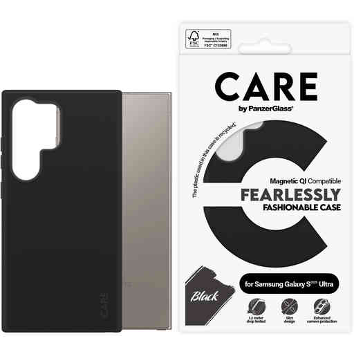 CARE by PanzerGlass Fashionable Case Black w. QI Module Samsung S25 Ultra