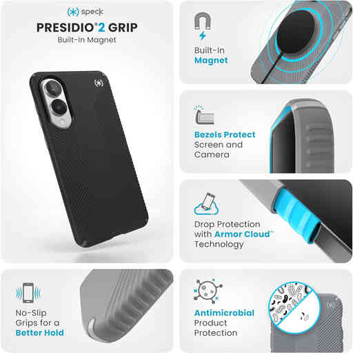 Speck Presidio2 Grip + Magnet Samsung Galaxy S25 Edge Black -  with Microban