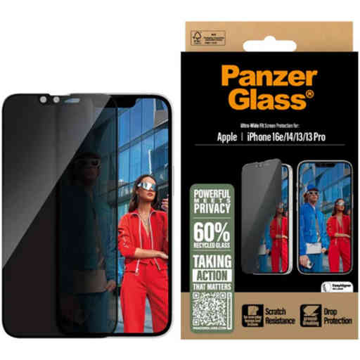 Panzerglass Apple iPhone 16e/14/13/13 Pro - Ultra-Wide Fit Privacy Glass