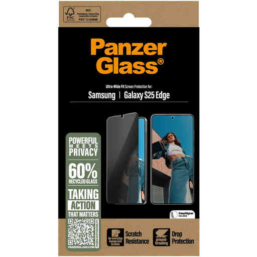 Panzerglass Samsung Galaxy S25 Edge - Ultra-Wide Fit Privacy Glass