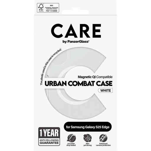 CARE by PanzerGlass Flagship Case Transparent Urban Combat w. White QI Module Samsung S25 Edge