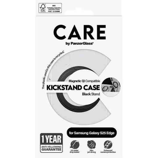 CARE by PanzerGlass Feature Case Transparent w. Black Kickstand & QI Samsung S25 Edge