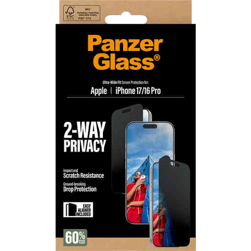 Panzerglass Apple iPhone 17/16 Pro - Ultra-Wide Fit Privacy Glass
