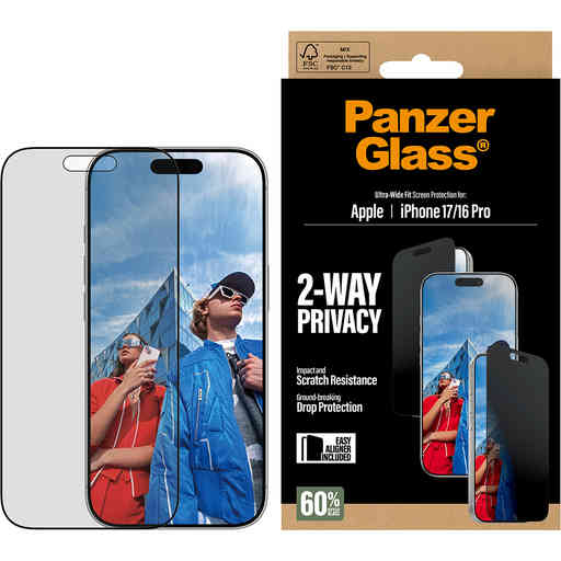 Panzerglass Apple iPhone 17/16 Pro - Ultra-Wide Fit Privacy Glass