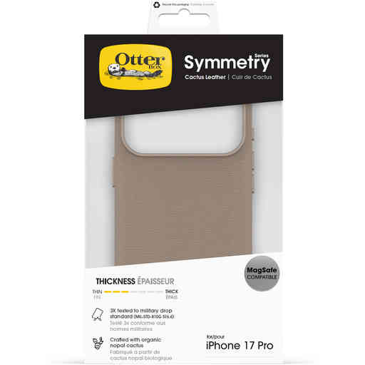 OtterBox Symmetry Cactus Leather Camera Control Case Apple iPhone 17 Pro Light Grey