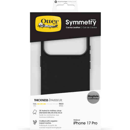 OtterBox Symmetry Cactus Leather Camera Control Case Apple iPhone 17 Pro Black