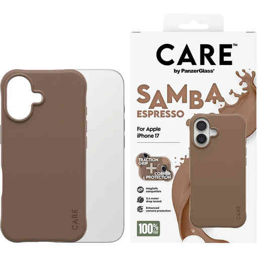 CARE by PanzerGlass Fashionable Case Samba Espresso MagSafe iPhone 17