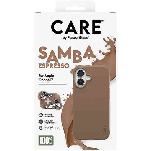 CARE by PanzerGlass Fashionable Case Samba Espresso MagSafe iPhone 17