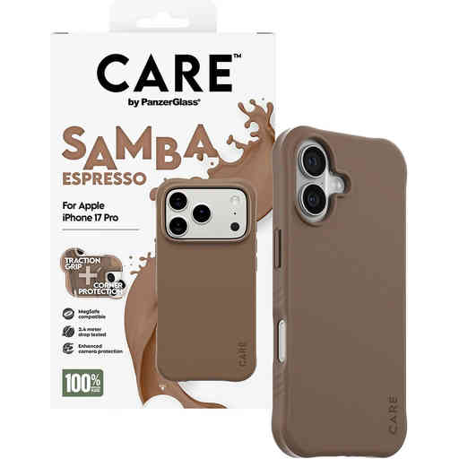 CARE by PanzerGlass Fashionable Case Samba Espresso MagSafe iPhone 17 Pro