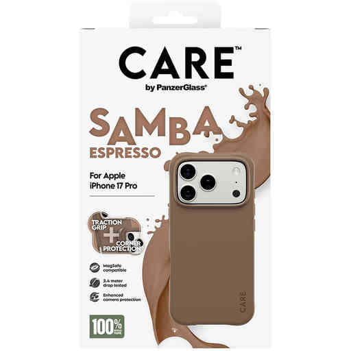 CARE by PanzerGlass Fashionable Case Samba Espresso MagSafe iPhone 17 Pro