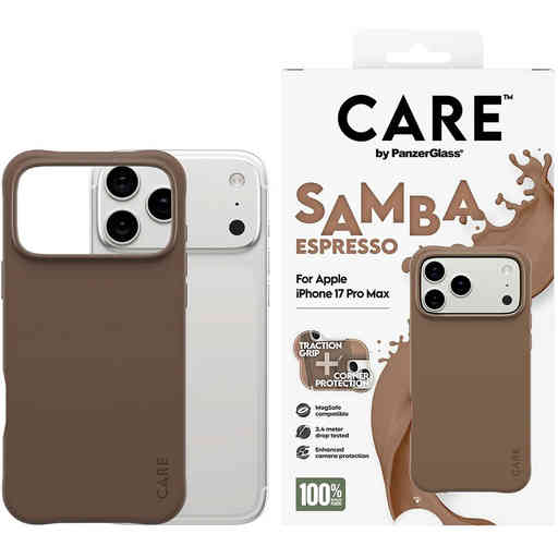 CARE by PanzerGlass Fashionable Case Samba Espresso MagSafe iPhone 17 Pro Max