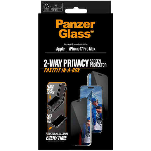 PanzerGlass FastFit Apple iPhone 17 Pro Max - Ultra-Wide-Fit Privacy Glass
