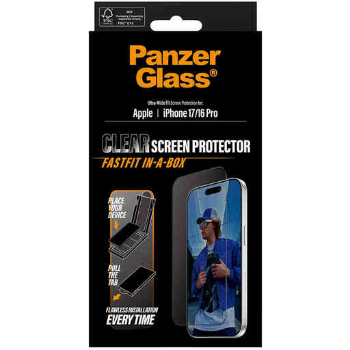 PanzerGlass FastFit Apple iPhone 17/16 Pro - Ultra-Wide-Fit