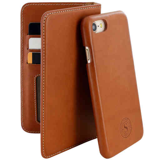 Serenity 2 in 1 Leather Wallet Case Apple iPhone 7/8/SE (2020/2022) Cognac Brown