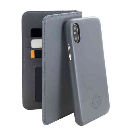 Serenity 2 in 1 Leather Wallet Case Apple iPhone X/XS Discrete Grey