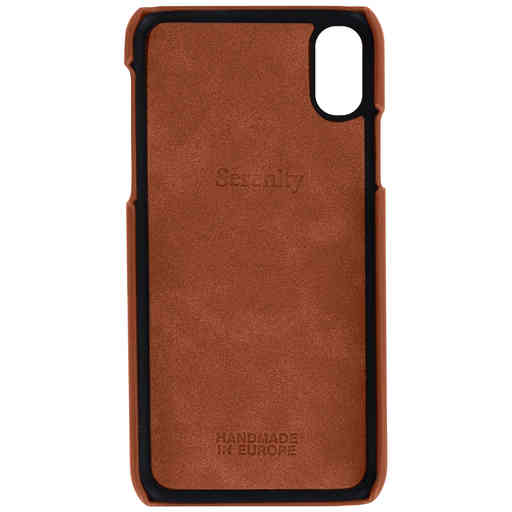 Serenity Dual Pocket Leather Back Cover Apple iPhone X/XS Cognac Brown