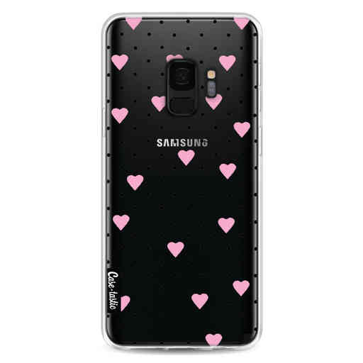 Casetastic Softcover Samsung Galaxy S9 - Pin Point Hearts Pink Transparent